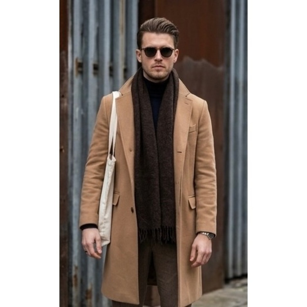 Givenchy Gentleman Vintage Brown 100% Merino Wool Scarf Made in West Germany